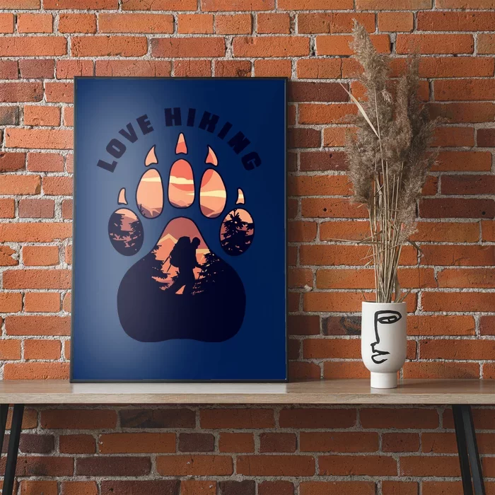 Love Hiking Bear Paw Poster