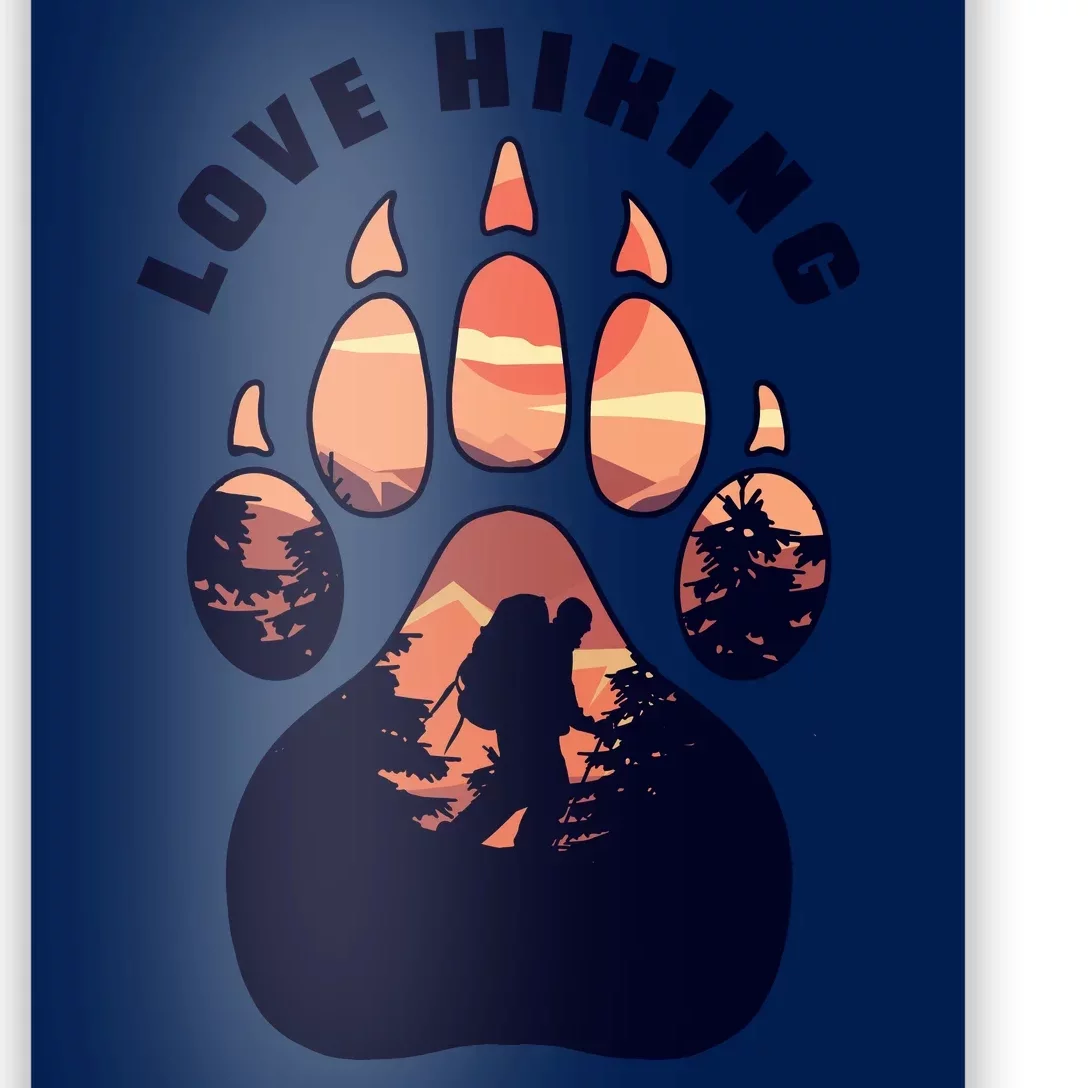 Love Hiking Bear Paw Poster