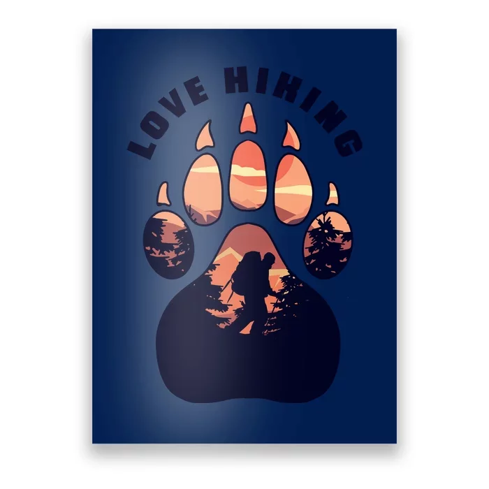 Love Hiking Bear Paw Poster