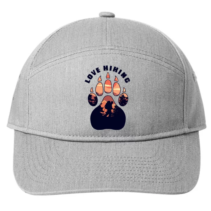 Love Hiking Bear Paw 7-Panel Snapback Hat