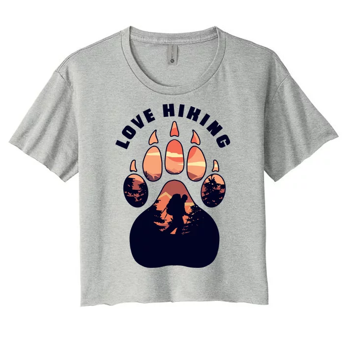 Love Hiking Bear Paw Women's Crop Top Tee