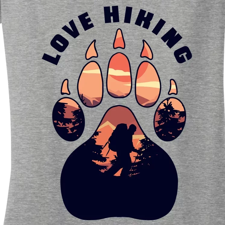 Love Hiking Bear Paw Women's V-Neck T-Shirt