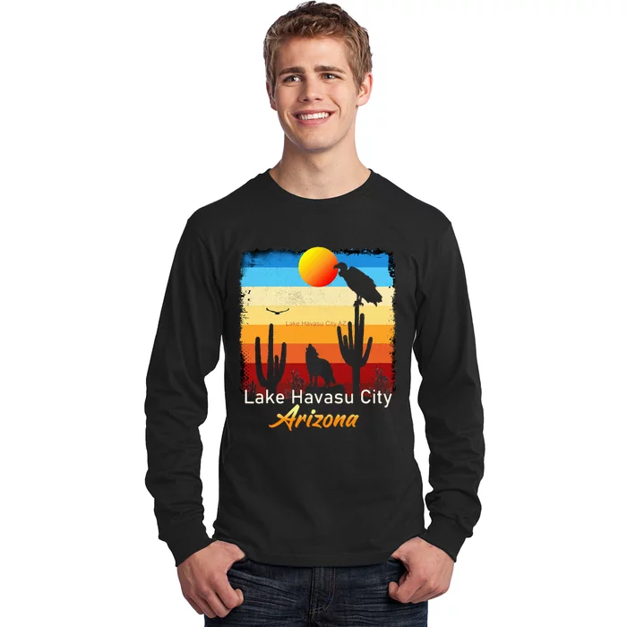 Lake Havasu City Arizona Vintage Coyote Sunset Az Desert Long Sleeve Shirt