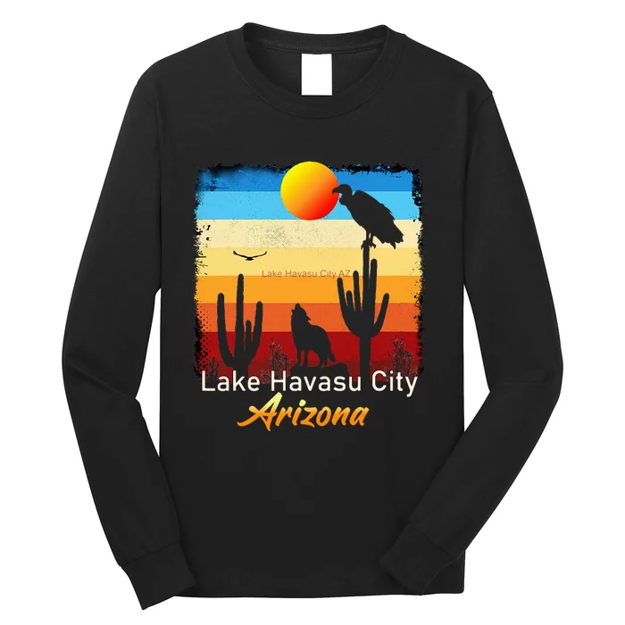 Lake Havasu City Arizona Vintage Coyote Sunset Az Desert Long Sleeve Shirt