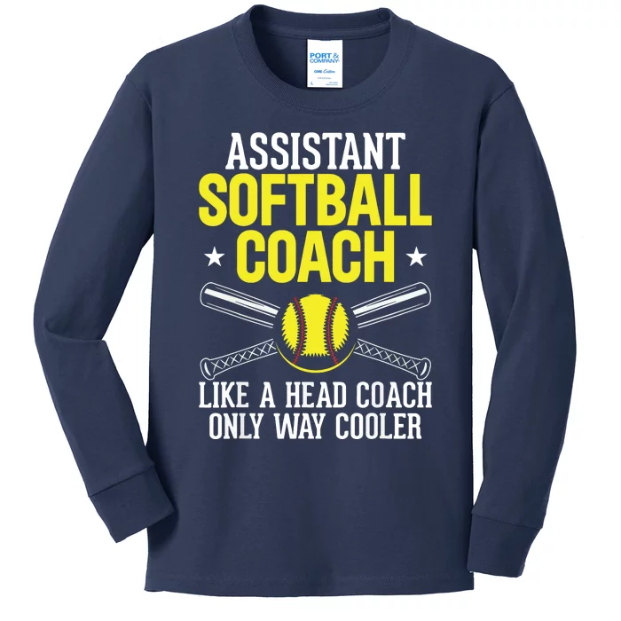 Like Head Coach But Cooler Softball Coach Trainer Assistant Kids Long Sleeve Shirt