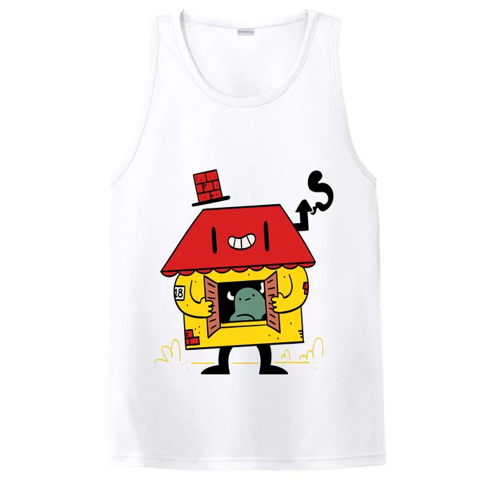 Little House Cute Monster House Performance Tank