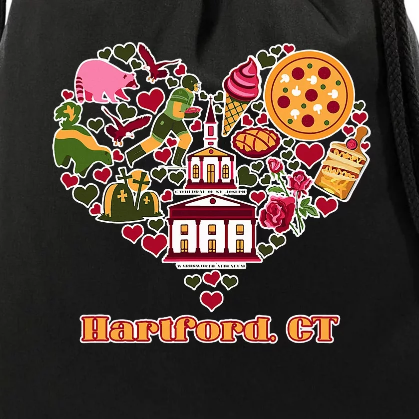 Love Hartford Connecticut Heart Drawstring Bag