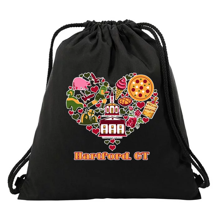 Love Hartford Connecticut Heart Drawstring Bag