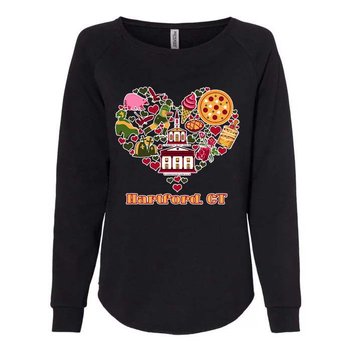 Love Hartford Connecticut Heart Womens California Wash Sweatshirt