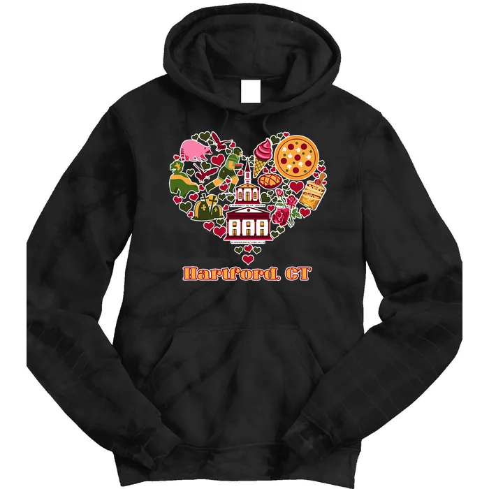 Love Hartford Connecticut Heart Tie Dye Hoodie