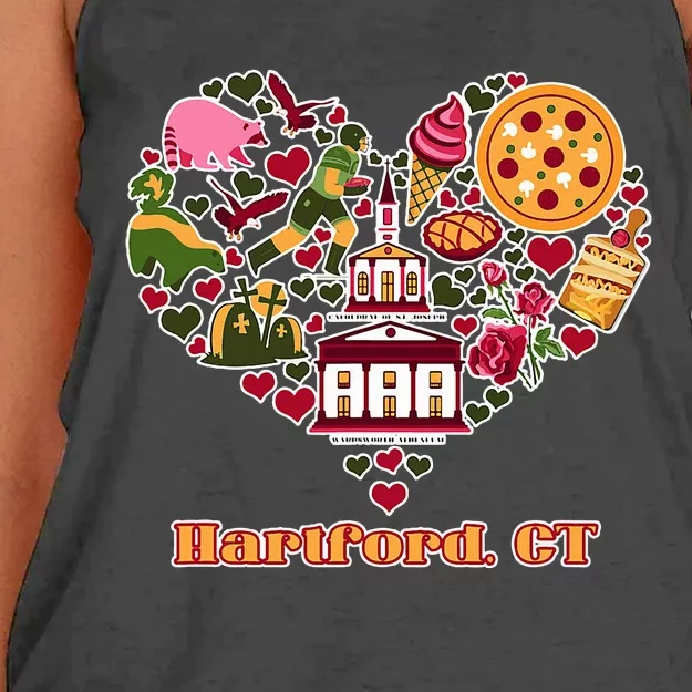 Love Hartford Connecticut Heart Women's Knotted Racerback Tank