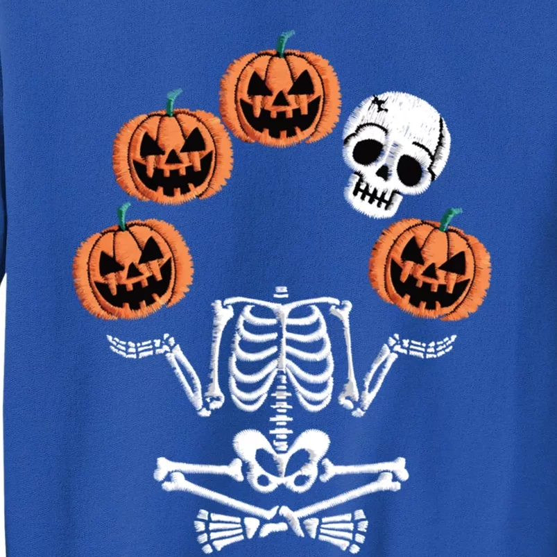 Lazy Halloween Costume Scary Skeleton Juggling Pumpkin Skull Funny Gift Sweatshirt