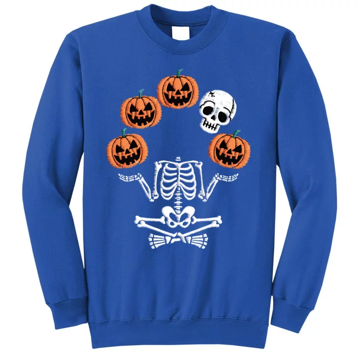 Lazy Halloween Costume Scary Skeleton Juggling Pumpkin Skull Funny Gift Sweatshirt