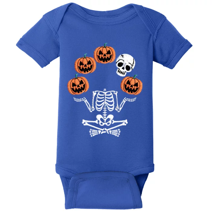 Lazy Halloween Costume Scary Skeleton Juggling Pumpkin Skull Funny Gift Baby Bodysuit