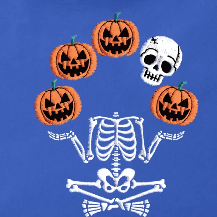 Lazy Halloween Costume Scary Skeleton Juggling Pumpkin Skull Funny Gift Zip Tote Bag