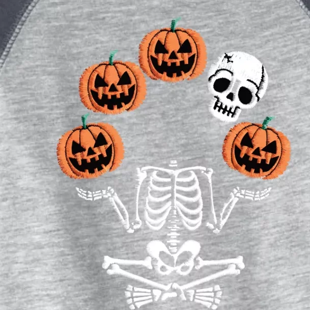 Lazy Halloween Costume Scary Skeleton Juggling Pumpkin Skull Funny Gift Toddler Fine Jersey T-Shirt