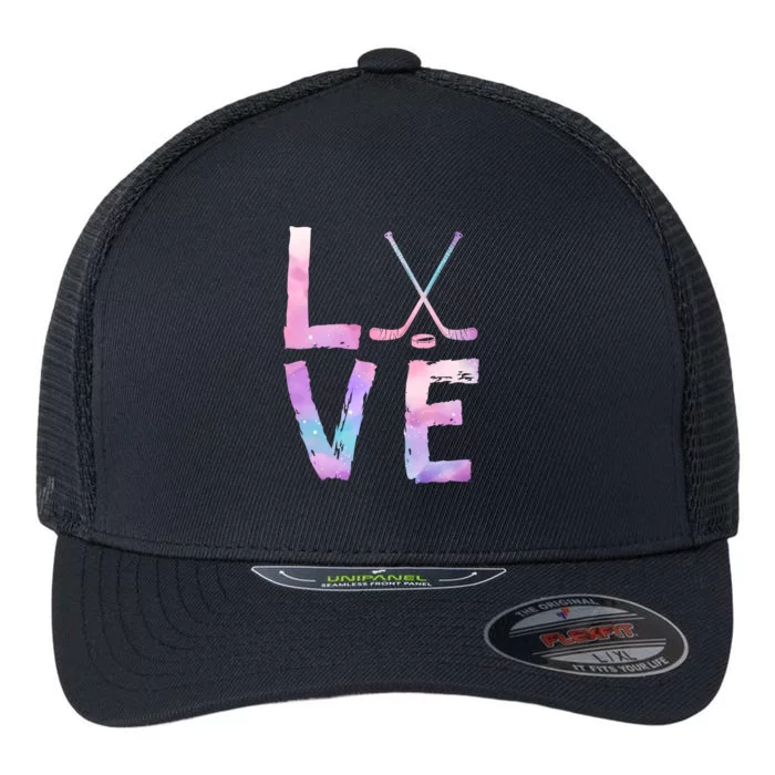 Love Hockey Color Design Flexfit Unipanel Trucker Cap