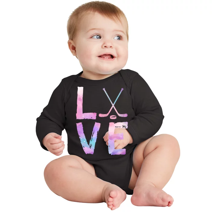 Love Hockey Color Design Baby Long Sleeve Bodysuit