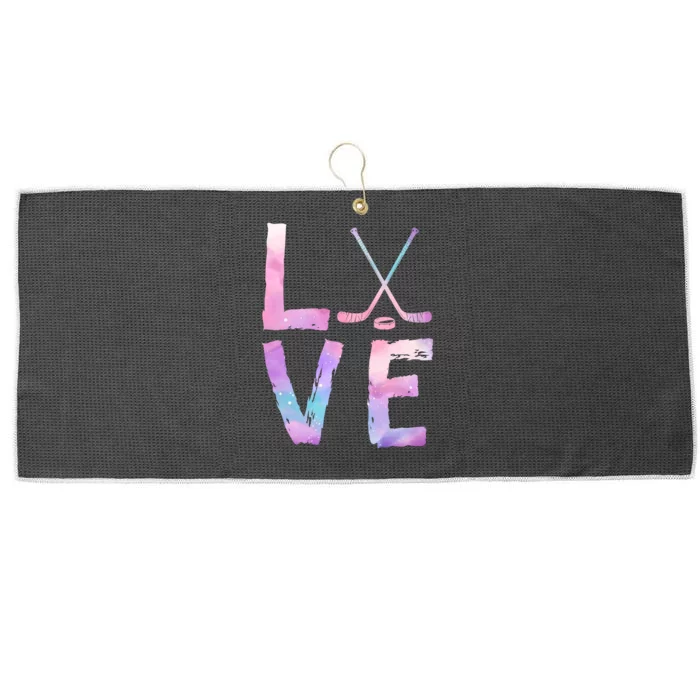 Love Hockey Color Design Large Microfiber Waffle Golf Towel