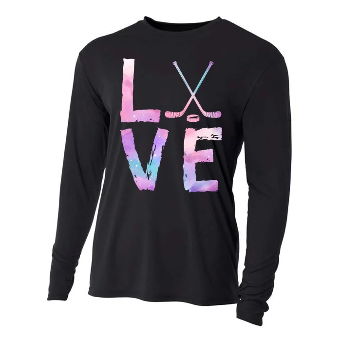 Love Hockey Color Design Cooling Performance Long Sleeve Crew