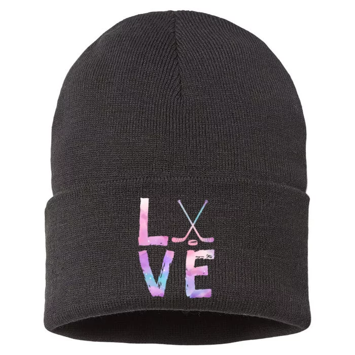 Love Hockey Color Design Sustainable Knit Beanie