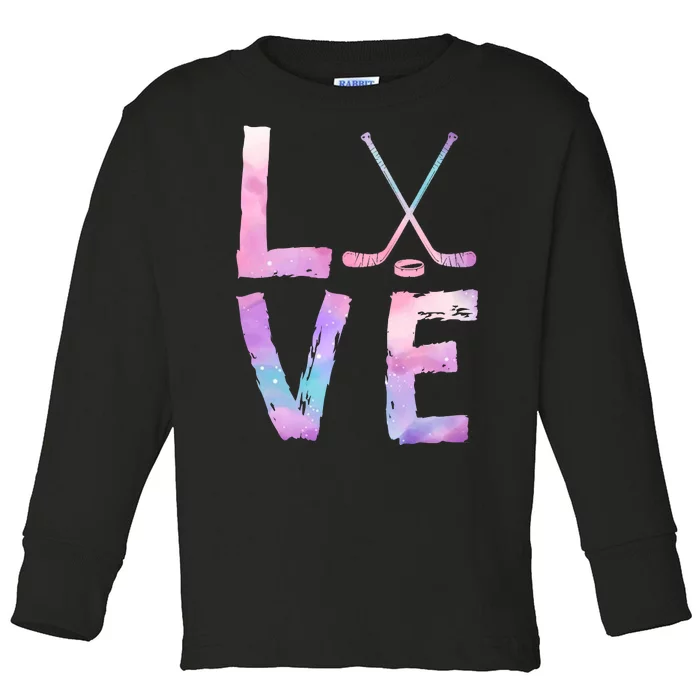 Love Hockey Color Design Toddler Long Sleeve Shirt