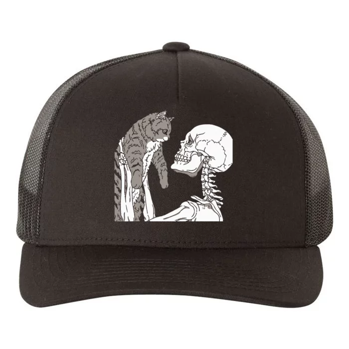 Lazy Halloween Costume Skeleton Cat Skull Yupoong Adult 5-Panel Trucker Hat