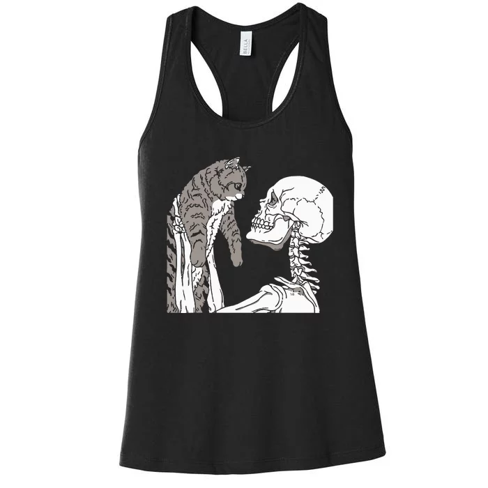 Lazy Halloween Costume Skeleton Cat Skull Women's Racerback Tank