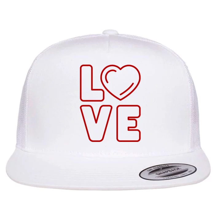 Love Heart Cute Romantic Gift Flat Bill Trucker Hat