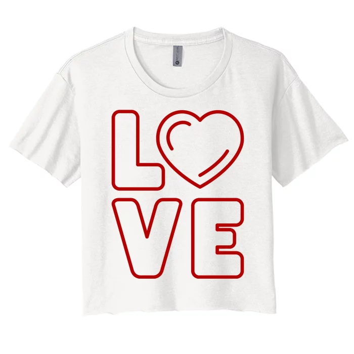 Love Heart Cute Romantic Gift Women's Crop Top Tee