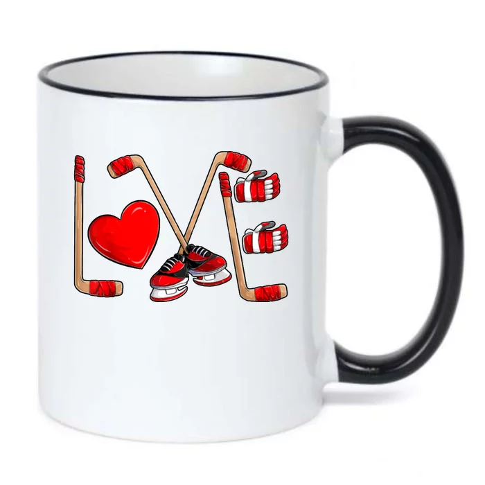 Love Hockey Cute Valentines Black Color Changing Mug