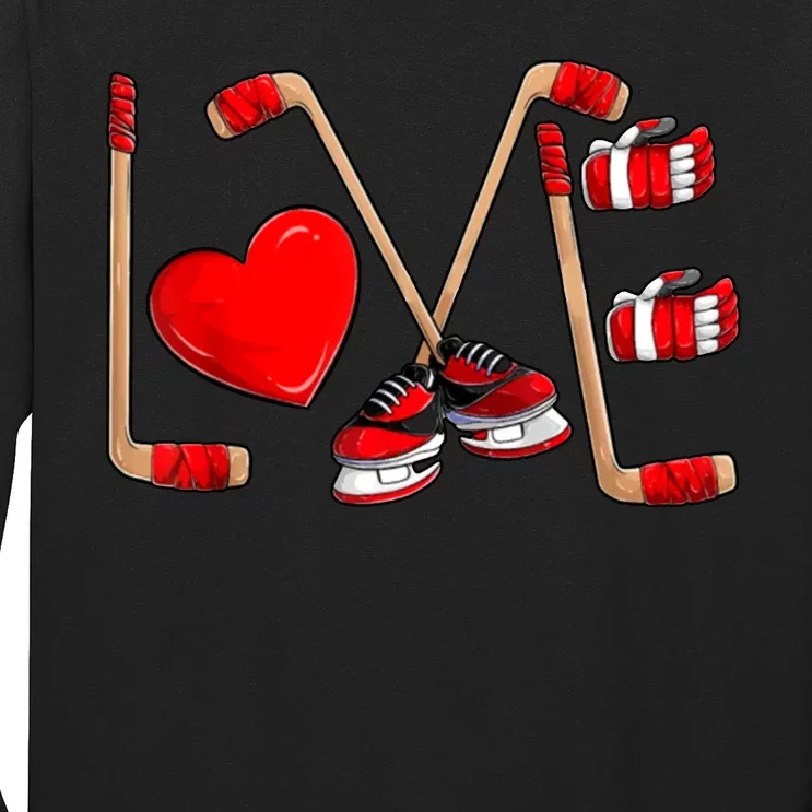 Love Hockey Cute Valentines Long Sleeve Shirt