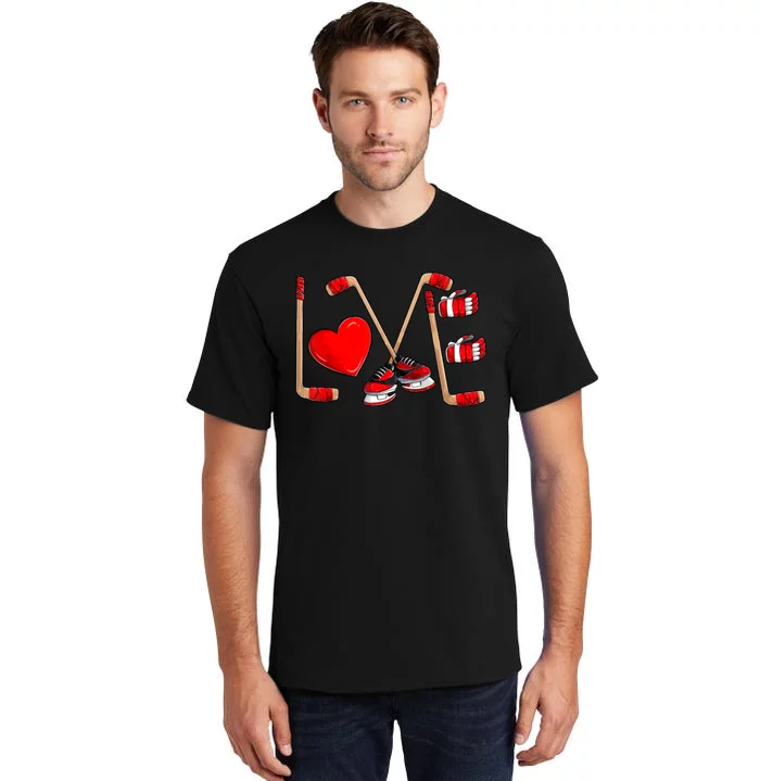 Love Hockey Cute Valentines Tall T-Shirt