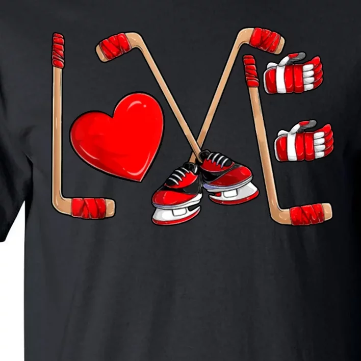 Love Hockey Cute Valentines Tall T-Shirt