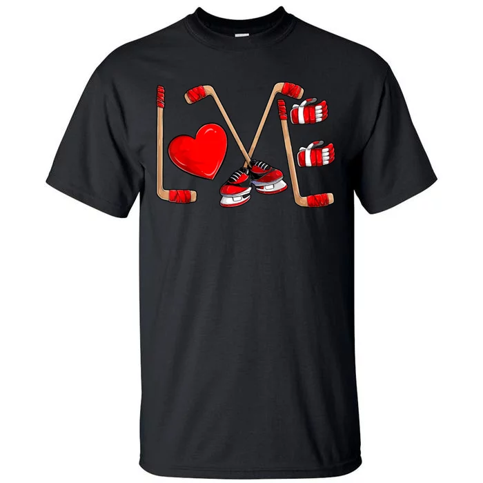 Love Hockey Cute Valentines Tall T-Shirt