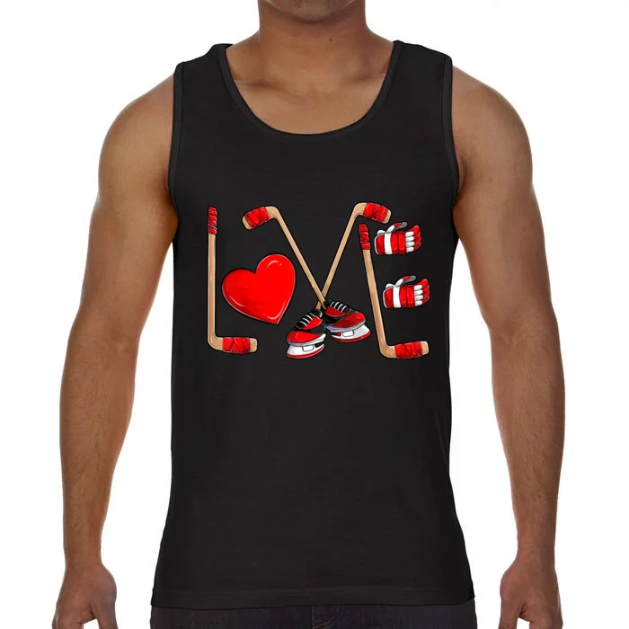 Love Hockey Cute Valentines Comfort Colors® Tank Top