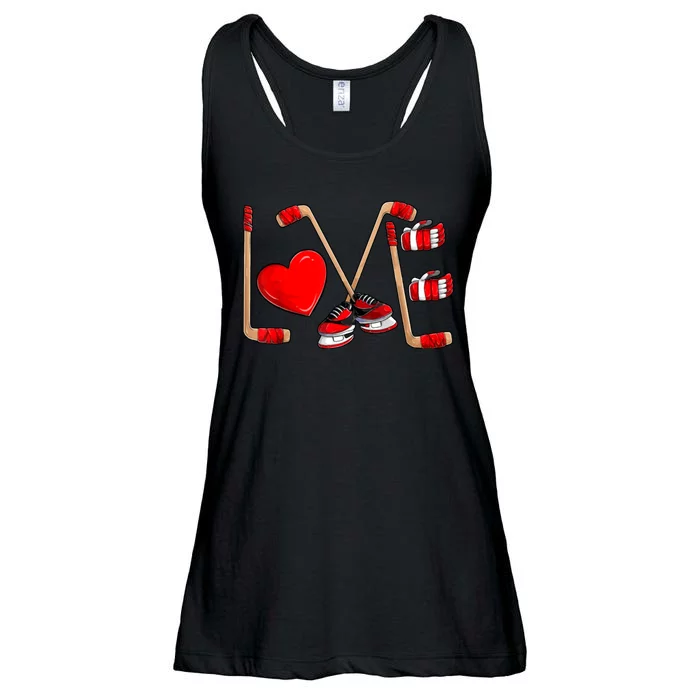 Love Hockey Cute Valentines Ladies Essential Flowy Tank