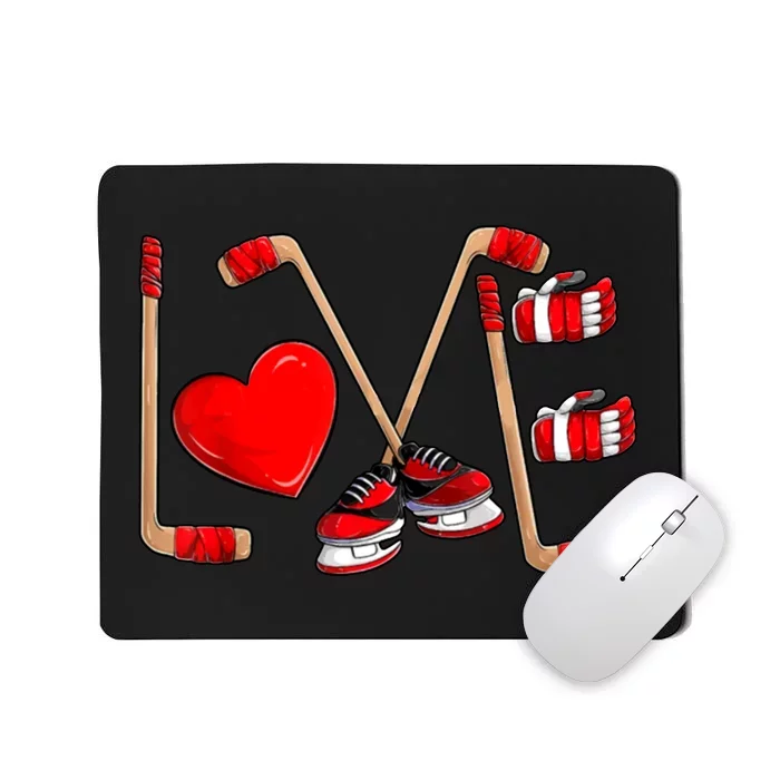 Love Hockey Cute Valentines Mousepad