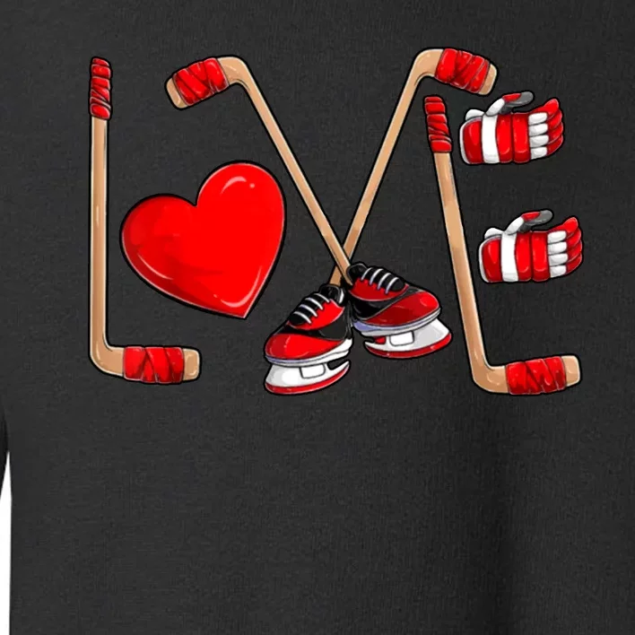 Love Hockey Cute Valentines Toddler Sweatshirt