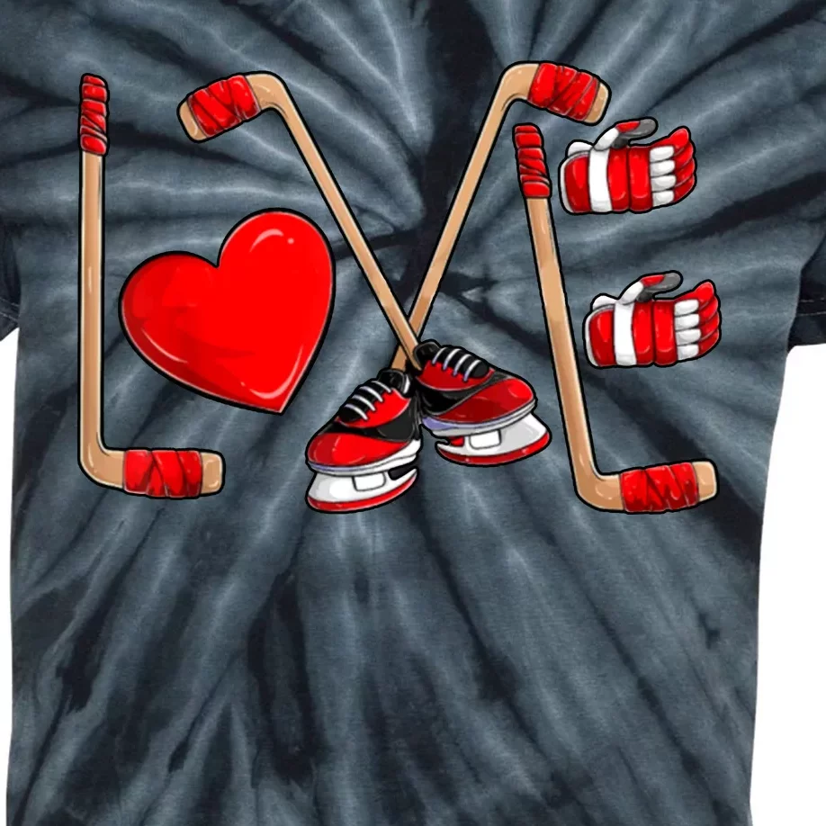 Love Hockey Cute Valentines Kids Tie-Dye T-Shirt