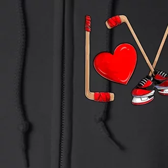 Love Hockey Cute Valentines Full Zip Hoodie