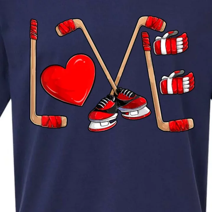 Love Hockey Cute Valentines Sueded Cloud Jersey T-Shirt