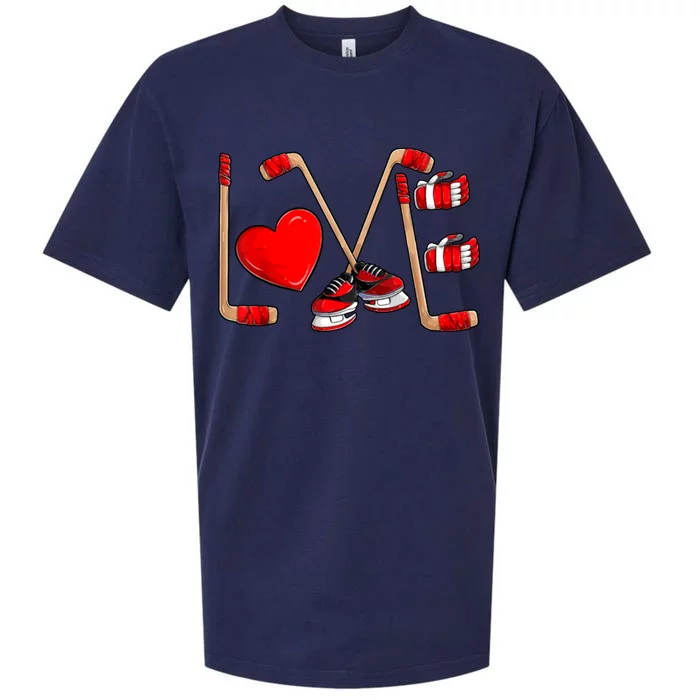 Love Hockey Cute Valentines Sueded Cloud Jersey T-Shirt