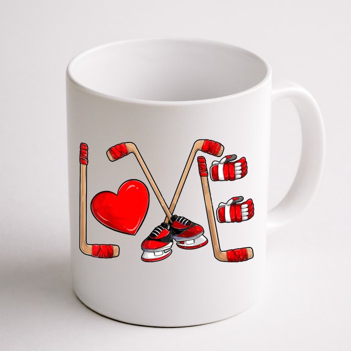 Love Hockey Cute Valentines Front & Back Coffee Mug