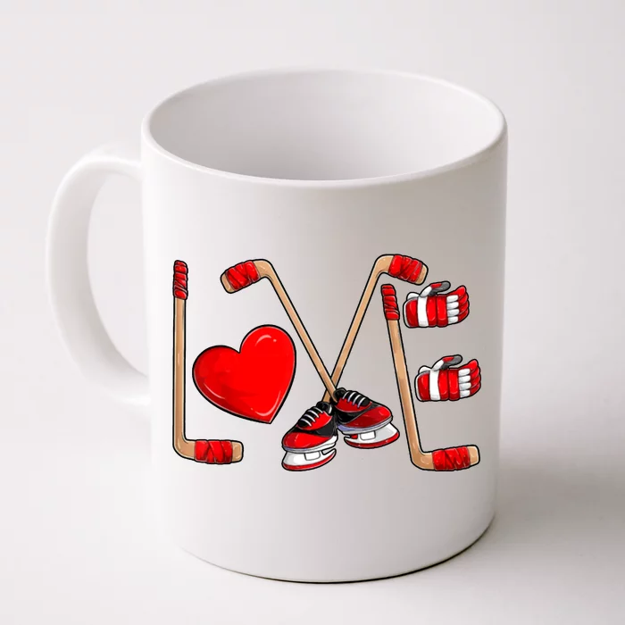 Love Hockey Cute Valentines Front & Back Coffee Mug