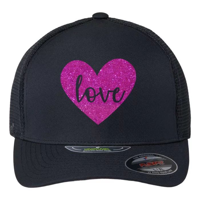 Love Heart Cute Valentine Flexfit Unipanel Trucker Cap