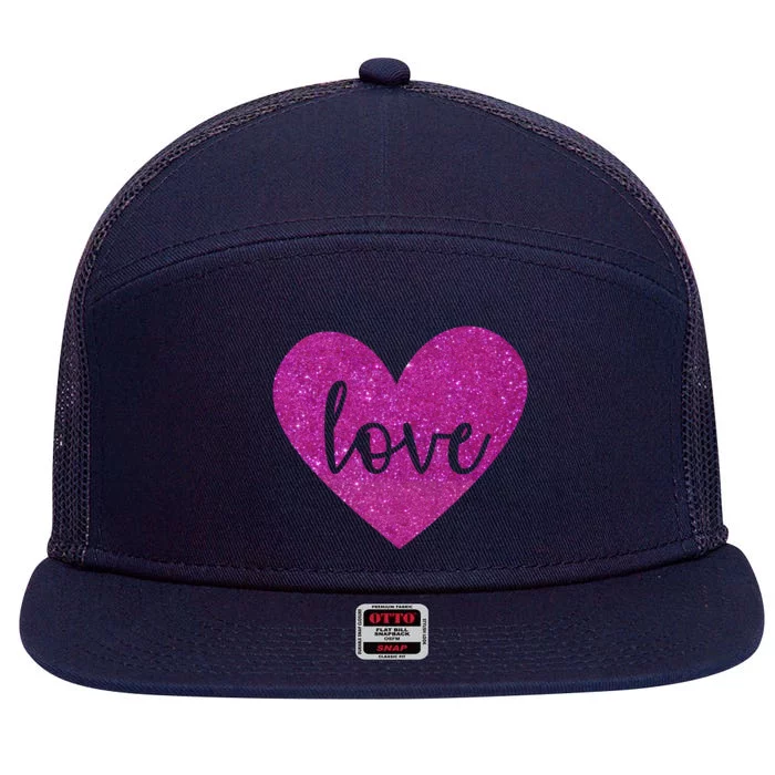 Love Heart Cute Valentine 7 Panel Mesh Trucker Snapback Hat