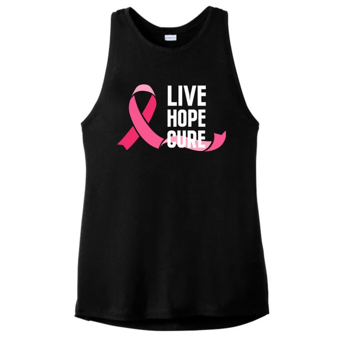 Live Hope Cure Breast Cancer Awareness Ribbon Ladies Tri-Blend Wicking Tank