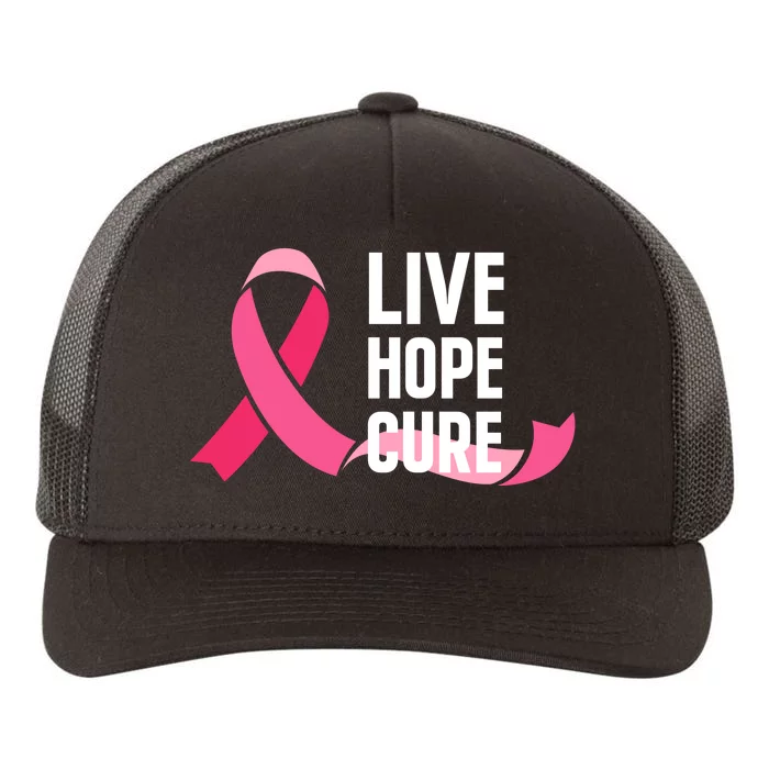 Live Hope Cure Breast Cancer Awareness Ribbon Yupoong Adult 5-Panel Trucker Hat