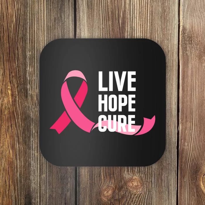 Live Hope Cure Breast Cancer Awareness Ribbon Coaster